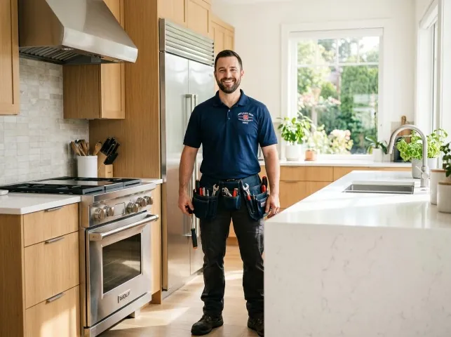 Appliance Repair Hero technician in a Afton, TN kitchen after an appliance repair